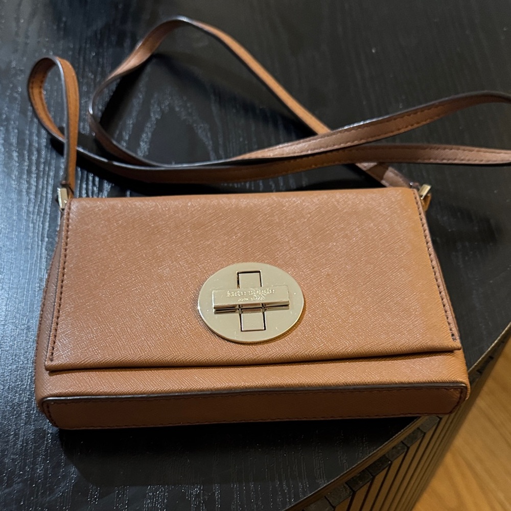 Kate Spade Camel Crossbody Bag with Gold Turn-Lock